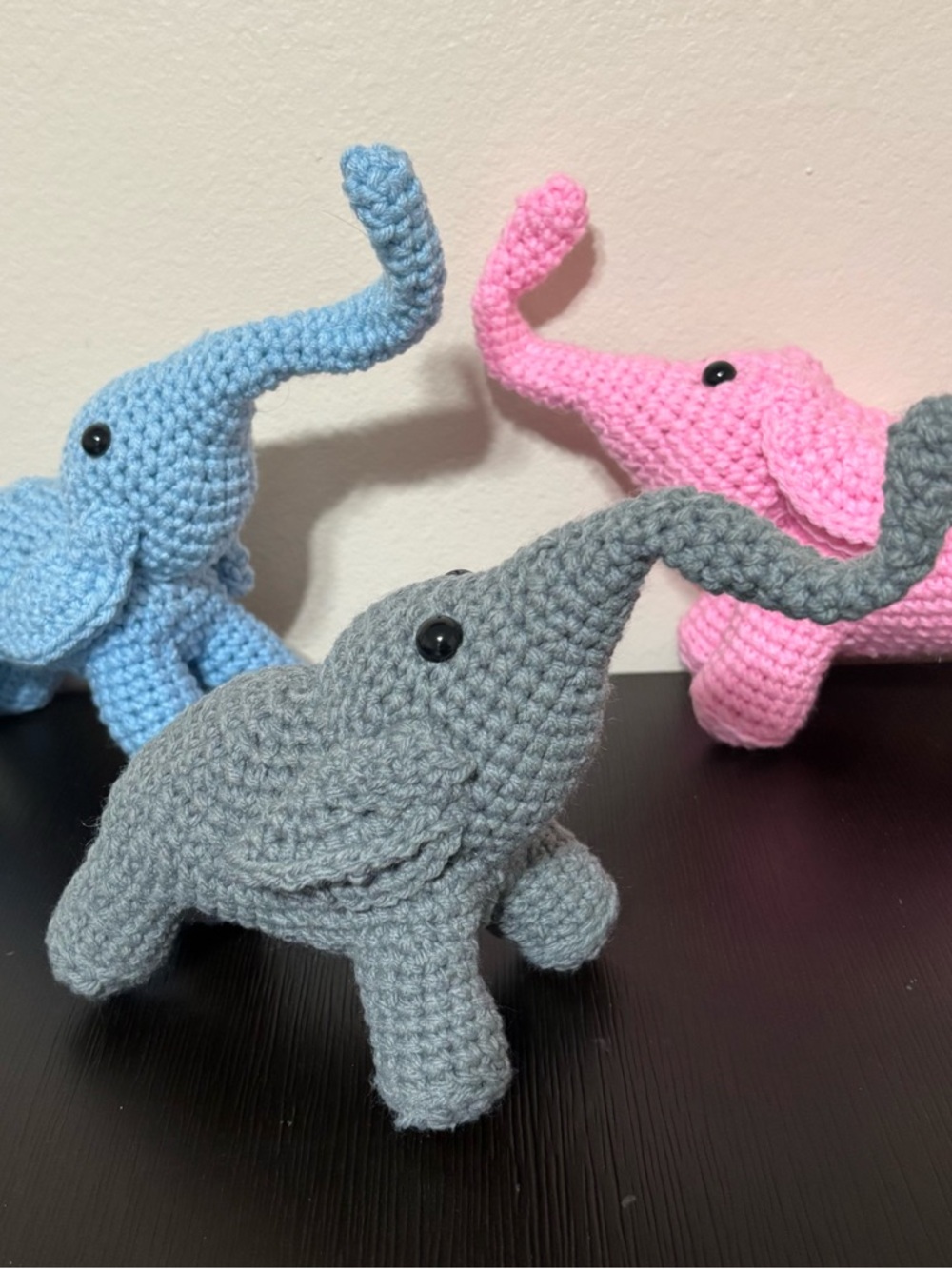 Handmade Grey Crochet Elephant Plush Toy - Soft Kids Stuffed Animal